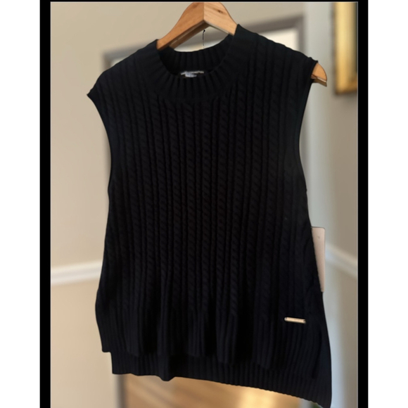 French Connection Black Open Knit Manda Vest - Picture 2 of 7